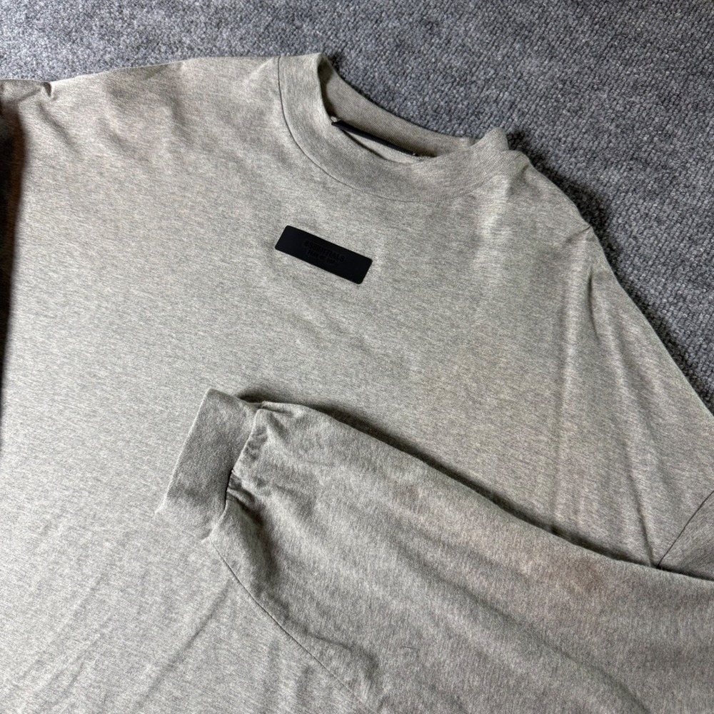 Essentials Fear of God Long Sleeve T-Shirt Mens Gray Crew Neck Casual M Oversize